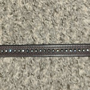 Gently used brown equestrian leather belt with rhinestones
